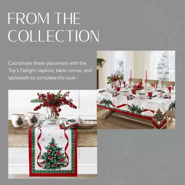 Elrene Home Fashions Villeroy &amp; Boch Toy's Delight Reversible Christmas Fabric Placemats, 13 Inches x 19 Inches, Set of 4)
