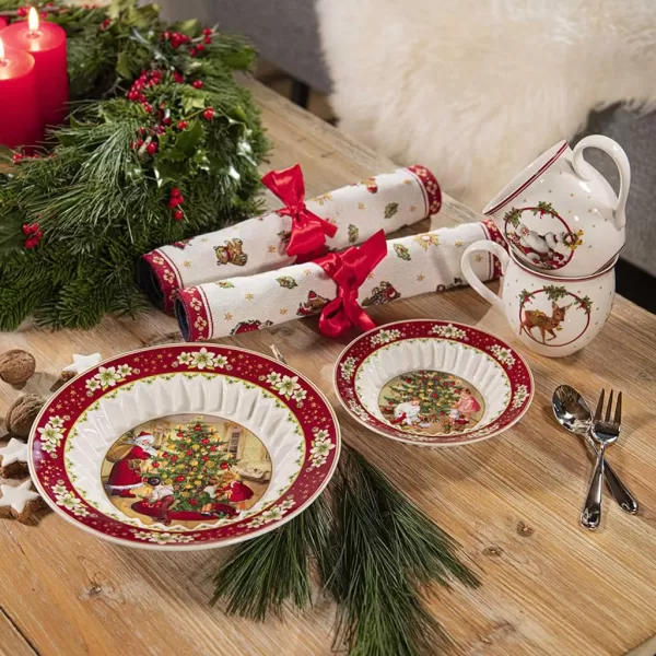 Villeroy &amp; Boch - Toy's Fantasy Bowl Large, Exchanging Gifts 25 x x 4.5 cm, Premium Porcelain, Christmas Edition, 14-8332-3631, Red