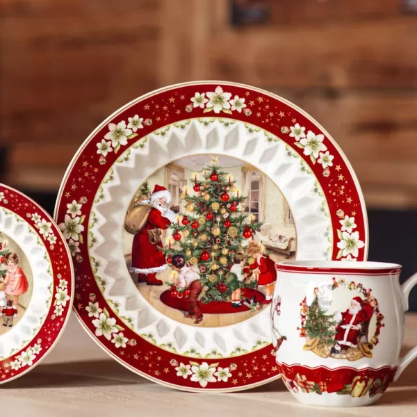 Villeroy &amp; Boch - Toy's Fantasy Bowl Large, Exchanging Gifts 25 x x 4.5 cm, Premium Porcelain, Christmas Edition, 14-8332-3631, Red