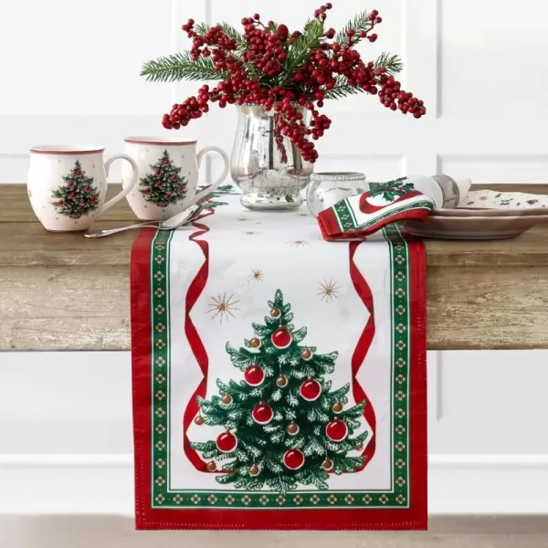 Elrene Home Fashions Villeroy &amp; Boch Toy's Delight Reversible Christmas Fabric Placemats, 13 Inches x 19 Inches, Set of 4)