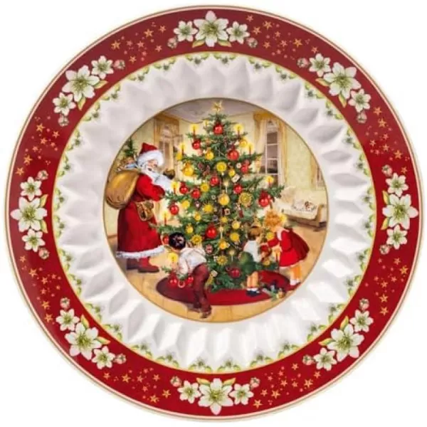 Villeroy &amp; Boch - Toy's Fantasy Bowl Large, Exchanging Gifts 25 x x 4.5 cm, Premium Porcelain, Christmas Edition, 14-8332-3631, Red