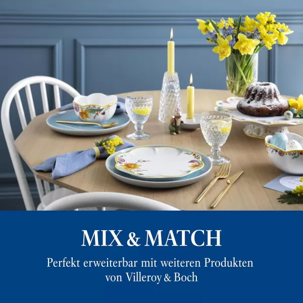 Villeroy &amp; Boch - Spring Awakening Breakfast Set for 2, 6 Pieces, Premium Porcelain, Multi-Coloured,22 centimeters