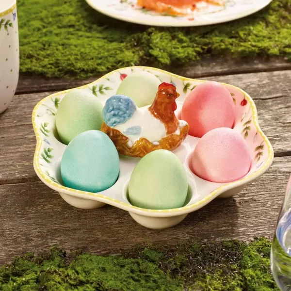 Villeroy &amp; Boch Spring Awakening Egg Plate, Large, Yellow, Green, Red