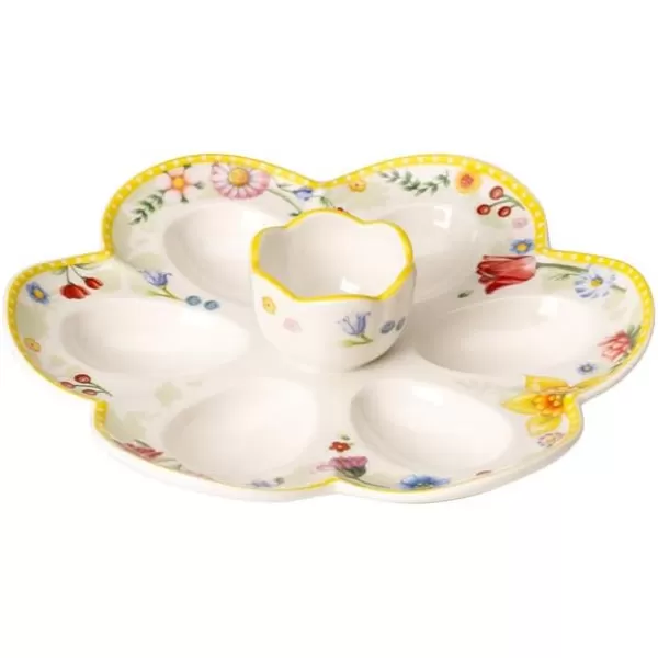 Villeroy &amp; Boch Spring Awakening Egg Plate, Large, Yellow, Green, Red