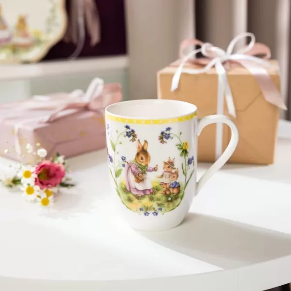 Villeroy &amp; Boch Spring Awakening Mug, Grandpa Hans &amp; Paul 11.5 x 8 x 10.5 cm, Yellow-Green Cup, 280 ml