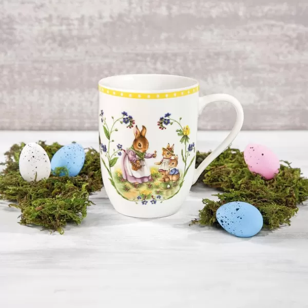 Villeroy &amp; Boch Spring Awakening Mug, Grandpa Hans &amp; Paul 11.5 x 8 x 10.5 cm, Yellow-Green Cup, 280 ml