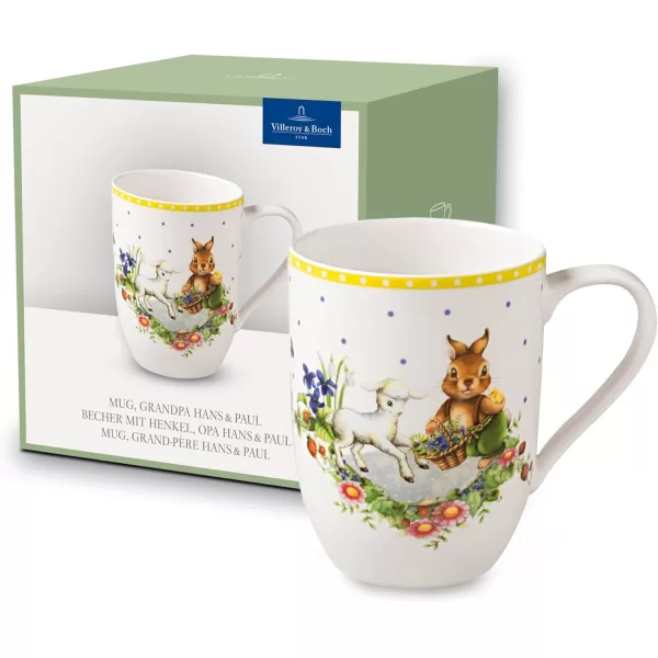 Villeroy &amp; Boch Spring Awakening Mug, Grandpa Hans &amp; Paul 11.5 x 8 x 10.5 cm, Yellow-Green Cup, 280 ml