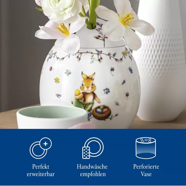 Villeroy &amp; Boch Spring Fantasy Egg, E MMA and Paul Vase for Flowers, Premium Porcelain, 17.5 x 17.5 x 21 cm, Multi-Coloured, 17,5 x 17,5 x 21, Emma