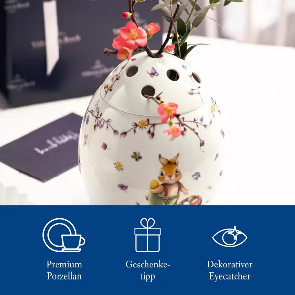 Villeroy &amp; Boch Spring Fantasy Egg, E MMA and Paul Vase for Flowers, Premium Porcelain, 17.5 x 17.5 x 21 cm, Multi-Coloured, 17,5 x 17,5 x 21, Emma
