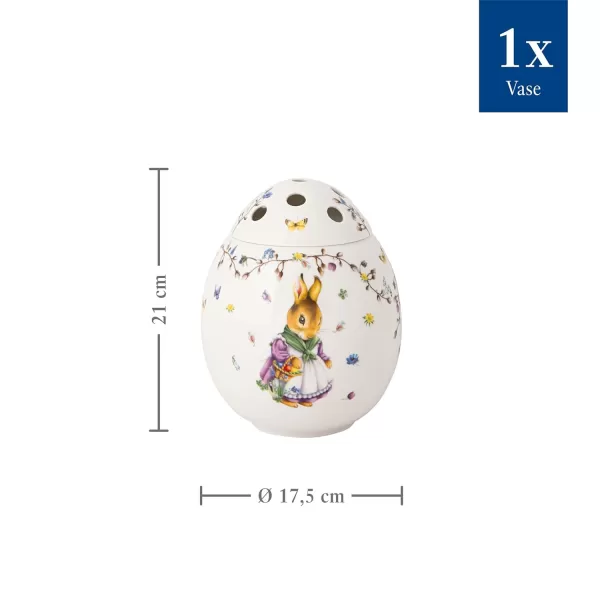 Villeroy &amp; Boch Spring Fantasy Egg, E MMA and Paul Vase for Flowers, Premium Porcelain, 17.5 x 17.5 x 21 cm, Multi-Coloured, 17,5 x 17,5 x 21, Emma