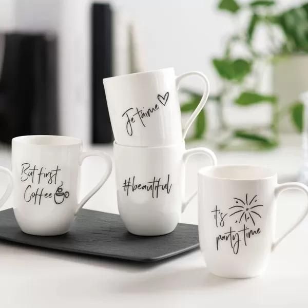 Villeroy &amp; Boch – Statement mug But first Coffee 11.5 x 8 x 10.5 cm, white porcelain cup, 280 ml