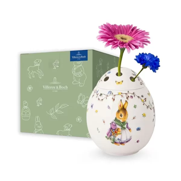 Villeroy &amp; Boch Spring Fantasy Egg, E MMA and Paul Vase for Flowers, Premium Porcelain, 17.5 x 17.5 x 21 cm, Multi-Coloured, 17,5 x 17,5 x 21, Emma