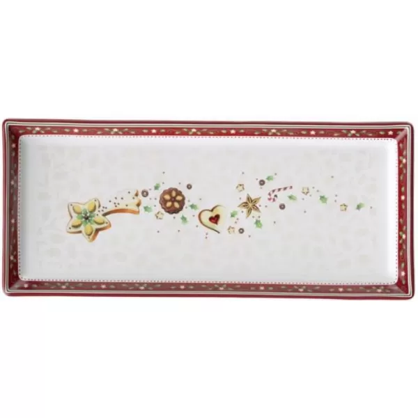 Villeroy &amp; Boch Winter Bakery Delight Cake Plate by - Perfect for Christmas Gift or Entertaining - Premium Porcelain - Dishwasher and Microwave Safe - Gift Boxed – 15.25 x 6.5 Inches