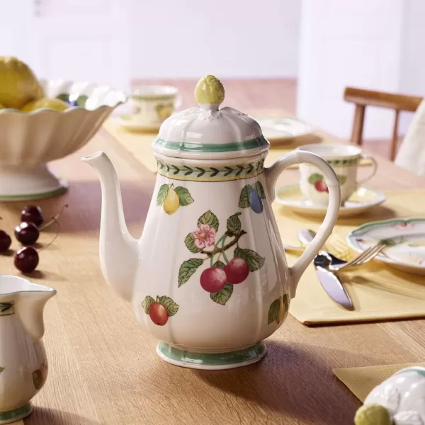 Villeroy &amp; Boch French Garden Fleurence Coffeepot, 42.25 oz, White/Multicolored