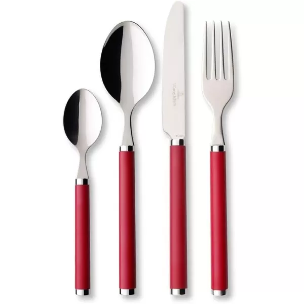 - Villeroy Boch Play! Red Roses Cutlery for up to 6 People, 24 Pieces, Stainless Steel, Red Plastic Handle
