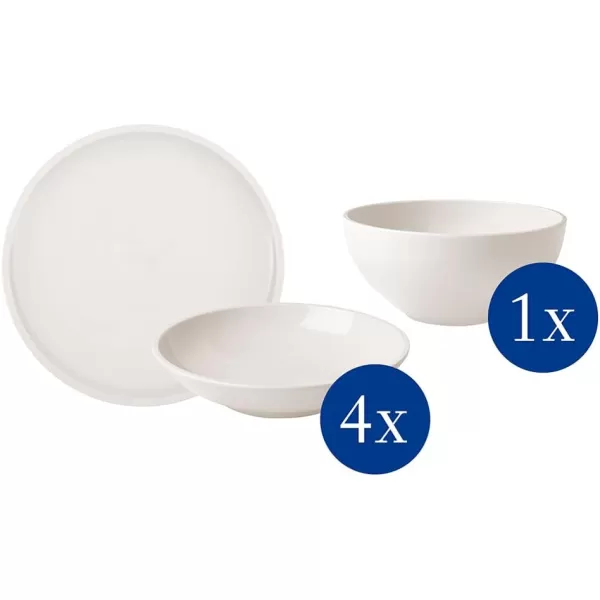 Villeroy &amp; Boch Artesano Original Set for 2 People 6-Piece Premium Porcelain Breakfast Service White Dishwasher Safe
