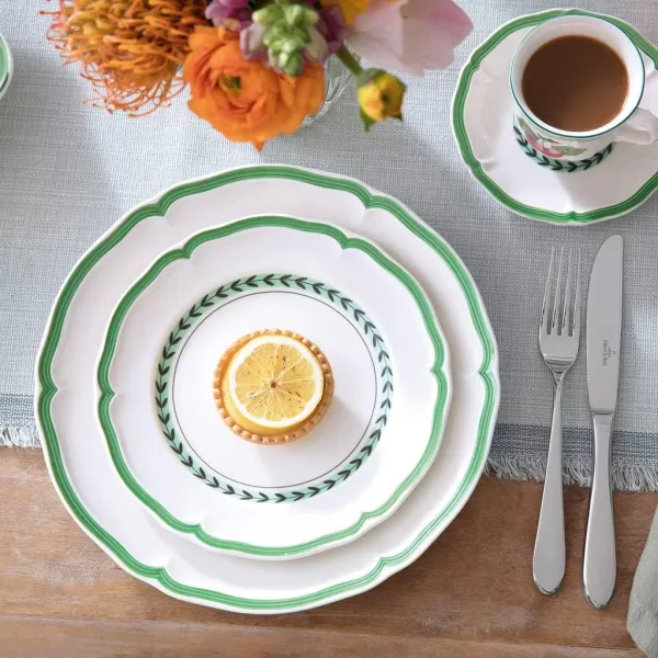 Villeroy &amp; Boch French Garden Green Line Salad Plate, 8.25 in, Premium Porcelain, White/Green