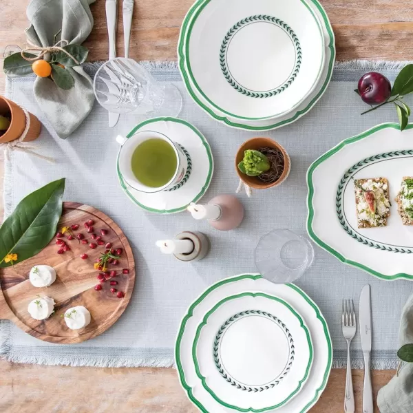 Villeroy &amp; Boch French Garden Green Line Salad Plate, 8.25 in, Premium Porcelain, White/Green