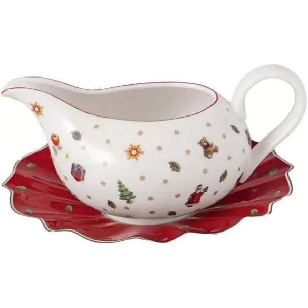 imageVilleroy ampamp Boch  Toys Delight 2Piece Sauce Boat and Saucer for Christmas Premium Porcelain Sauce Boat WhiteRed