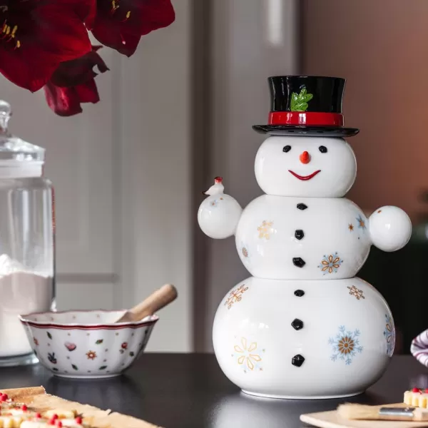 imageVilleroy ampamp Boch  Christmas Toys Memory Jar three stacked jars cookie tin in a snowman shape 8x7x225 in premium porcelain multicolored