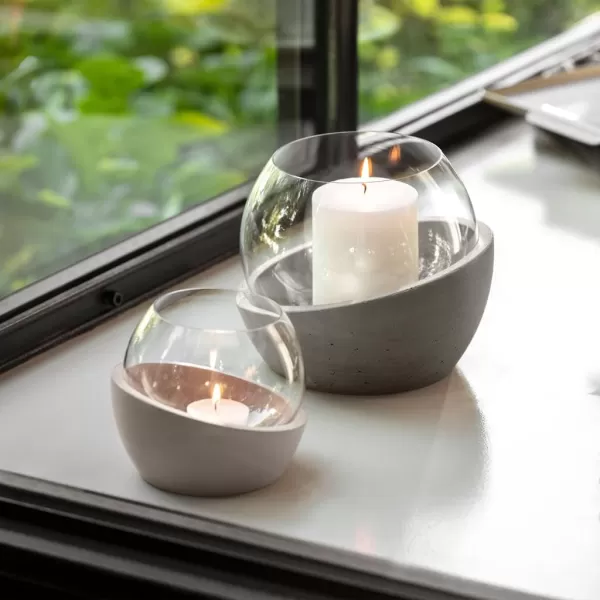 imageVilleroy ampamp Boch  NewMoon Home Hurricane lamp 17 x 165 x 145 cm Crystal GlassConcreteHurricane lamp