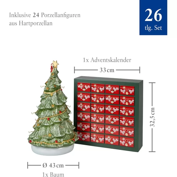 imageVilleroy ampamp Boch Christmas Memory Advent Calendar Set Including Tree 26 Pieces 43cm Red43cm