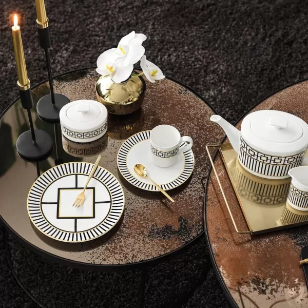 imageVilleroy ampamp Boch Signature MetroChic dessertbreakfast plate whiteblackgold