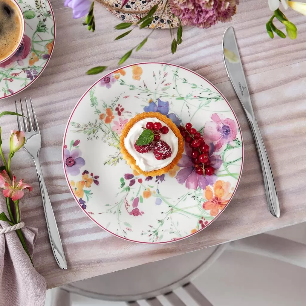 imageVilleroy ampamp Boch Mariefleur Basic Coffee Beautiful Premium Porcelain Saucer with Playful Flower Decoration Dishwasher Safe 16 cmWhiteMulticolored