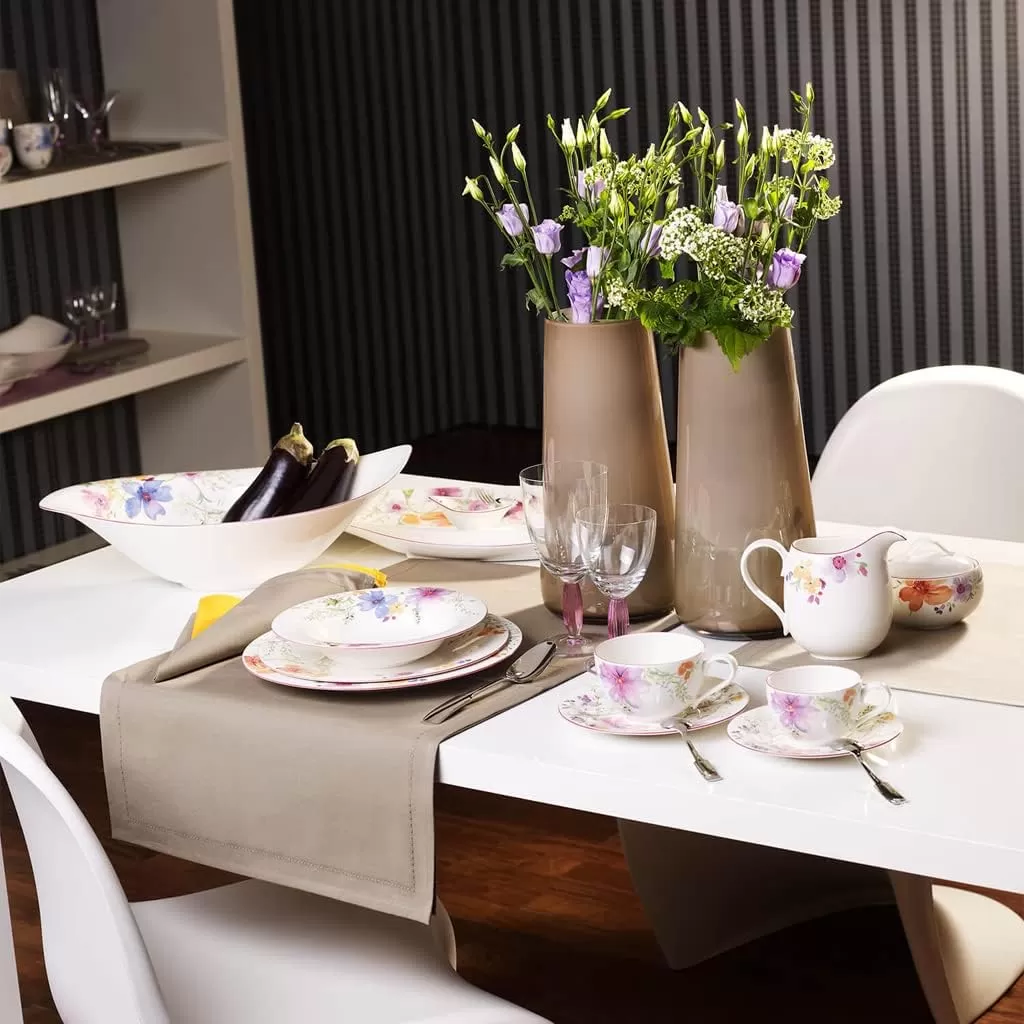 imageVilleroy ampamp Boch Mariefleur Basic Coffee Beautiful Premium Porcelain Saucer with Playful Flower Decoration Dishwasher Safe 16 cmWhiteMulticolored