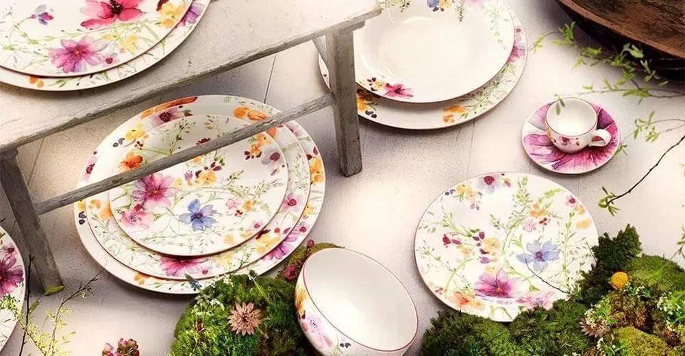 imageVilleroy ampamp Boch Mariefleur Basic Coffee Beautiful Premium Porcelain Saucer with Playful Flower Decoration Dishwasher Safe 16 cmWhiteMulticolored