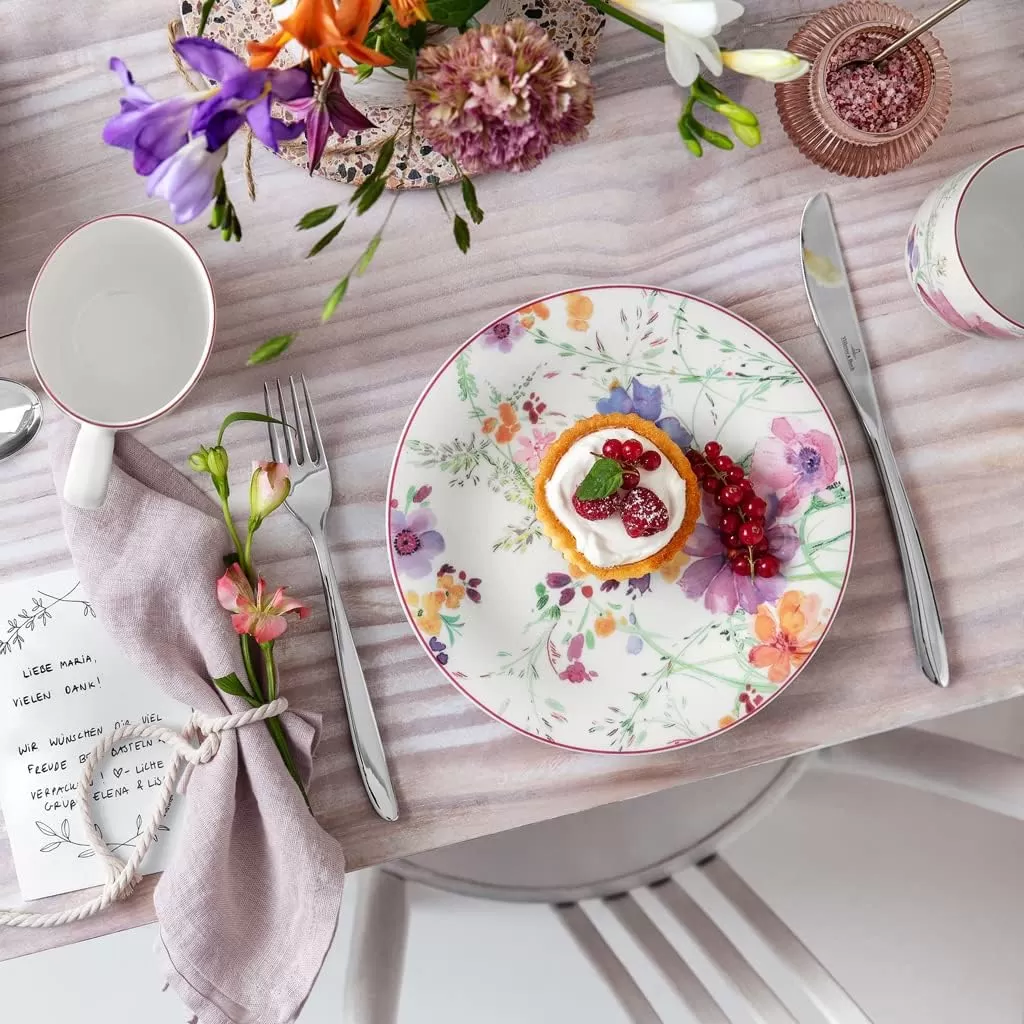 imageVilleroy ampamp Boch Mariefleur Basic Coffee Beautiful Premium Porcelain Saucer with Playful Flower Decoration Dishwasher Safe 16 cmWhiteMulticolored