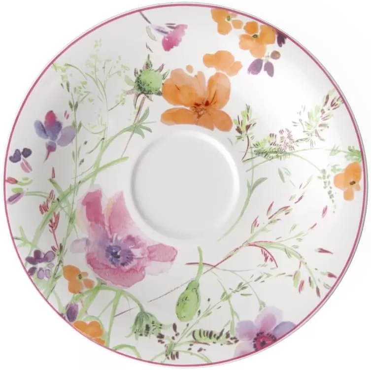 imageVilleroy ampamp Boch Mariefleur Basic Coffee Beautiful Premium Porcelain Saucer with Playful Flower Decoration Dishwasher Safe 16 cmWhiteMulticolored