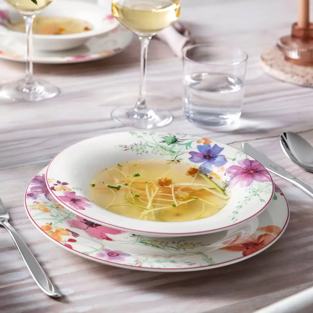 imageVilleroy ampamp Boch Mariefleur Basic Coffee Beautiful Premium Porcelain Saucer with Playful Flower Decoration Dishwasher Safe 16 cmWhiteMulticolored