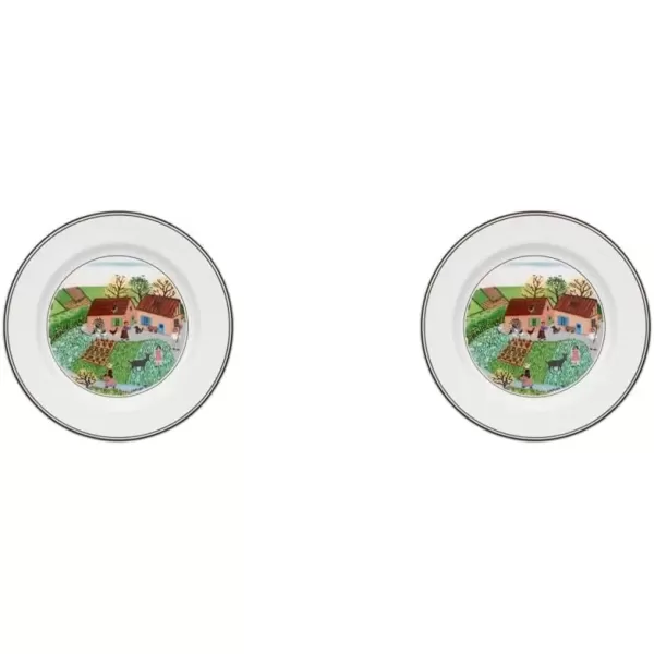 imageVilleroy ampamp Boch Design Naif Bread ampamp Butter Plate 5Family Farm 675 in Premium Porcelain WhiteColorful675 in Pack of 2