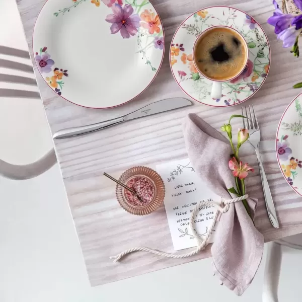 imageVilleroy ampamp Boch Mariefleur Basic Coffee Beautiful Premium Porcelain Saucer with Playful Flower Decoration Dishwasher Safe 16 cmBlue Grey Purple