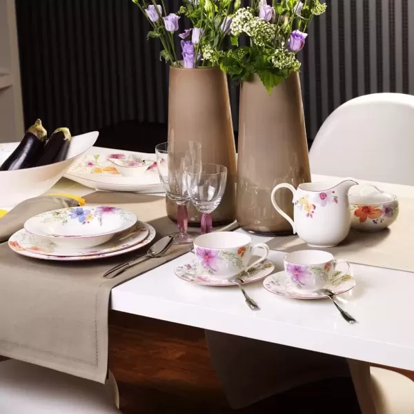imageVilleroy ampamp Boch Mariefleur Basic Coffee Beautiful Premium Porcelain Saucer with Playful Flower Decoration Dishwasher Safe 16 cmBlue Grey Purple
