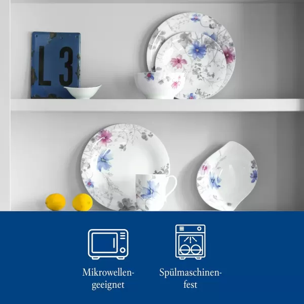imageVilleroy ampamp Boch Mariefleur Basic Coffee Beautiful Premium Porcelain Saucer with Playful Flower Decoration Dishwasher Safe 16 cmGrey White