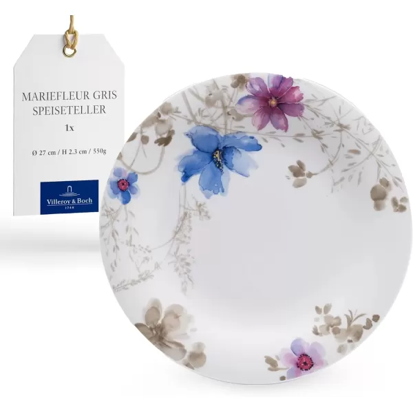 imageVilleroy ampamp Boch Mariefleur Basic Coffee Beautiful Premium Porcelain Saucer with Playful Flower Decoration Dishwasher Safe 16 cmGrey White