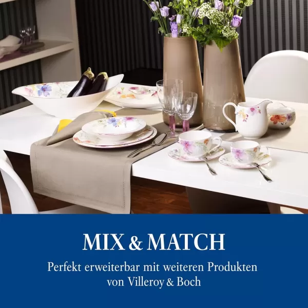imageVilleroy ampamp Boch Mariefleur Basic Coffee Beautiful Premium Porcelain Saucer with Playful Flower Decoration Dishwasher Safe 16 cmWhite
