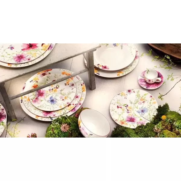 imageVilleroy ampamp Boch Mariefleur Basic Coffee Beautiful Premium Porcelain Saucer with Playful Flower Decoration Dishwasher Safe 16 cmWhiteMulticolored