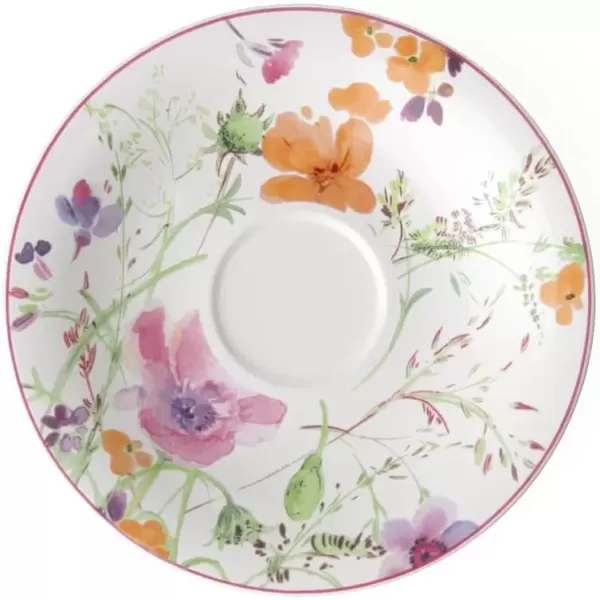 imageVilleroy ampamp Boch Mariefleur Basic Coffee Beautiful Premium Porcelain Saucer with Playful Flower Decoration Dishwasher Safe 16 cmWhiteMulticolored