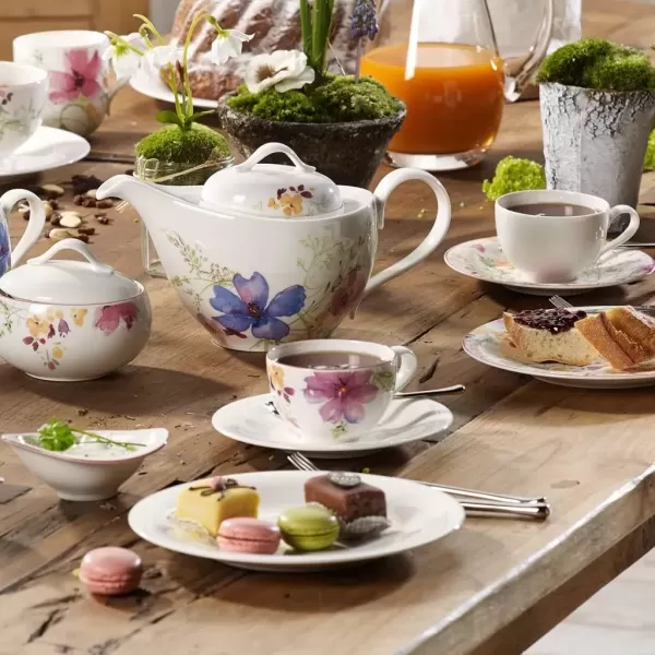 imageVilleroy ampamp Boch Mariefleur Basic Coffee Beautiful Premium Porcelain Saucer with Playful Flower Decoration Dishwasher Safe 16 cmWhiteMulticoloured