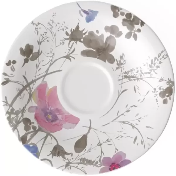 imageVilleroy ampamp Boch Mariefleur Basic Coffee Beautiful Premium Porcelain Saucer with Playful Flower Decoration Dishwasher Safe 16 cmWhiteMulticoloured