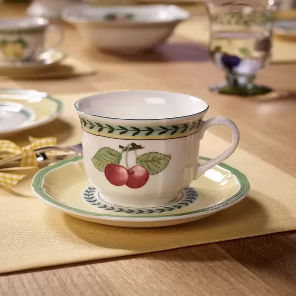 imageVilleroy ampamp Boch French Garden Fleurence BreakfastCream Soup Cup Saucer 65 in Premium Porcelain WhiteMulticolored