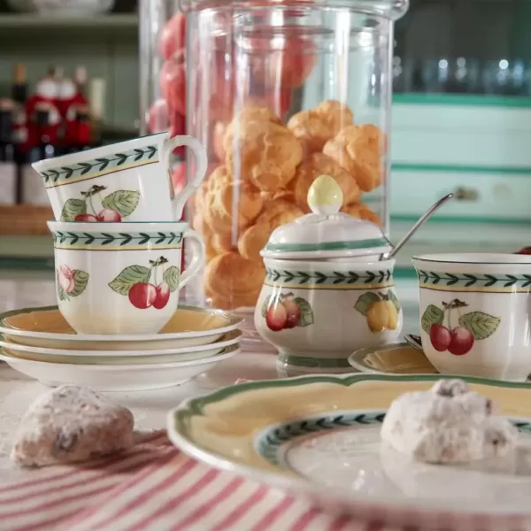imageVilleroy ampamp Boch French Garden Fleurence BreakfastCream Soup Cup Saucer 65 in Premium Porcelain WhiteMulticolored