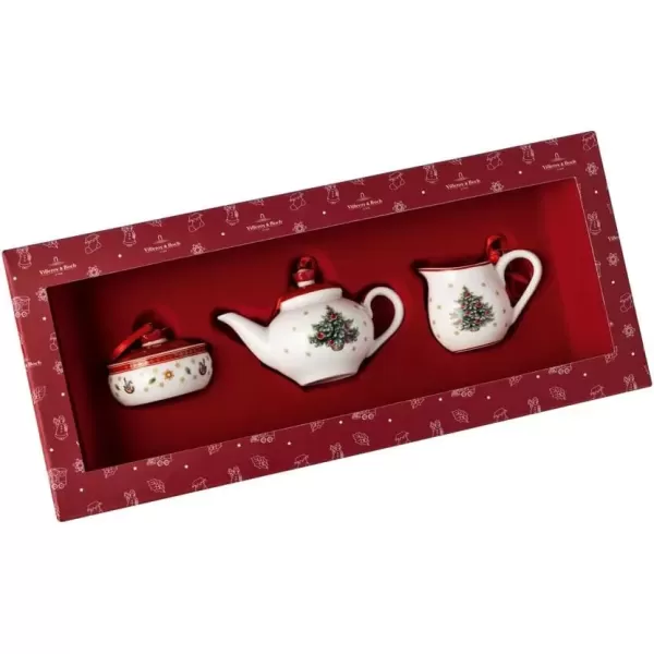 imageVilleroy ampamp Boch  Nostalgic Ornaments Ornament Set Presents 3 pcs Boots Sleigh and Present Sack in HardPaste Porcelain as Tree Decorations MulticolouredCoffee