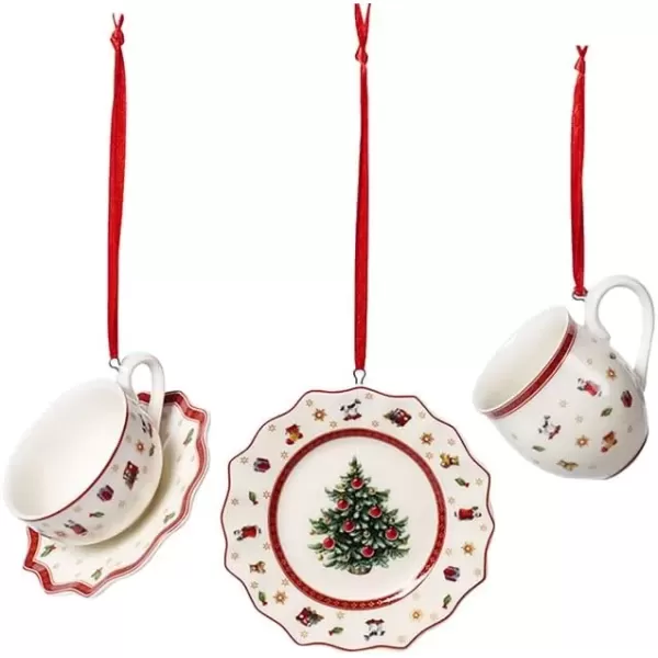 imageVilleroy ampamp Boch  Nostalgic Ornaments Ornament Set Presents 3 pcs Boots Sleigh and Present Sack in HardPaste Porcelain as Tree Decorations MulticolouredCrockery