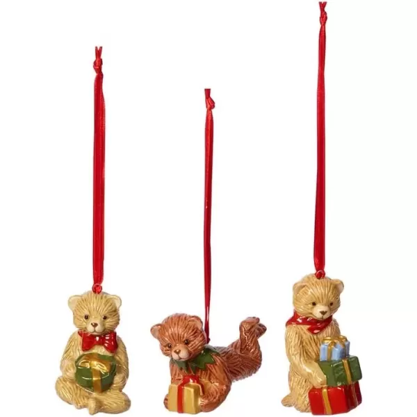 imageVilleroy ampamp Boch  Nostalgic Ornaments Ornament Set Presents 3 pcs Boots Sleigh and Present Sack in HardPaste Porcelain as Tree Decorations MulticolouredTeddy bear