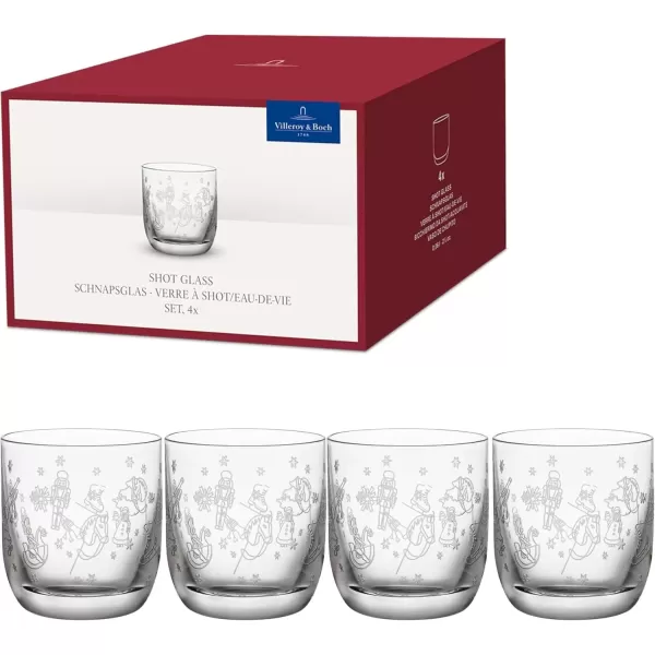 imageVilleroy ampamp Boch  Toys Delight 4Piece Schnapps Glass Set Schnapps Glass Set Shot Glasses Liqueur Glasses Drinking Glasses Set of 4 Glasses with Christmas Pattern Dishwasher Safe