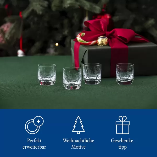 imageVilleroy ampamp Boch  Toys Delight 4Piece Schnapps Glass Set Schnapps Glass Set Shot Glasses Liqueur Glasses Drinking Glasses Set of 4 Glasses with Christmas Pattern Dishwasher Safe